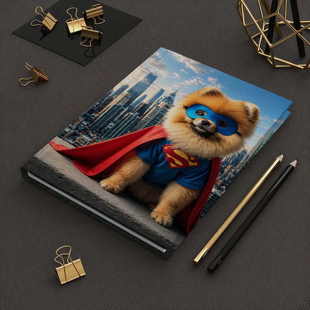 Pomeranian Superman Costume City Skyline – Notebooks