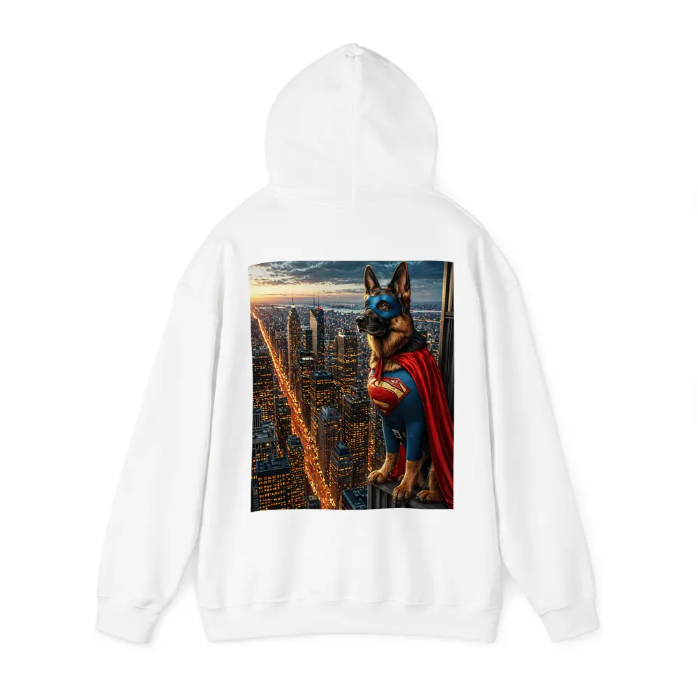 German Shepherd Superman Hero City Night – Hoodies