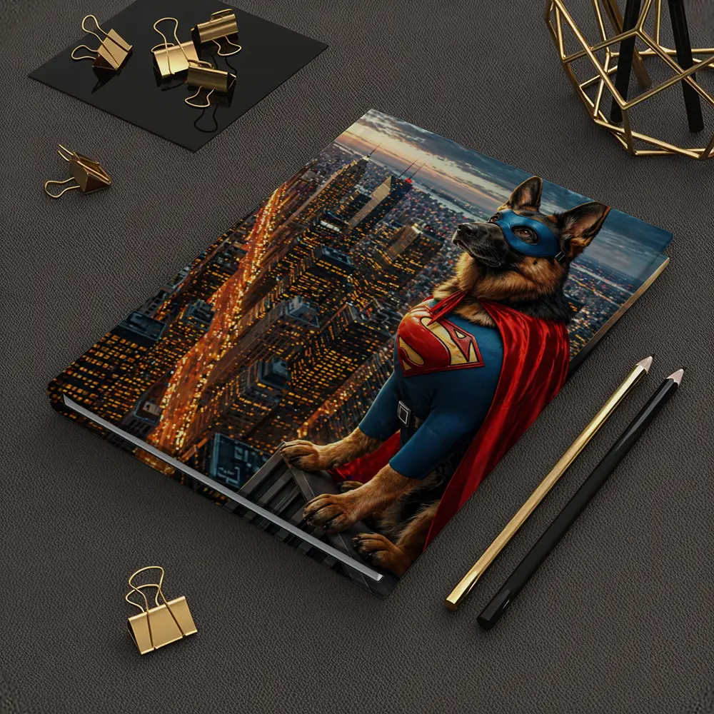 German Shepherd Superman Hero City Night – Notebooks
