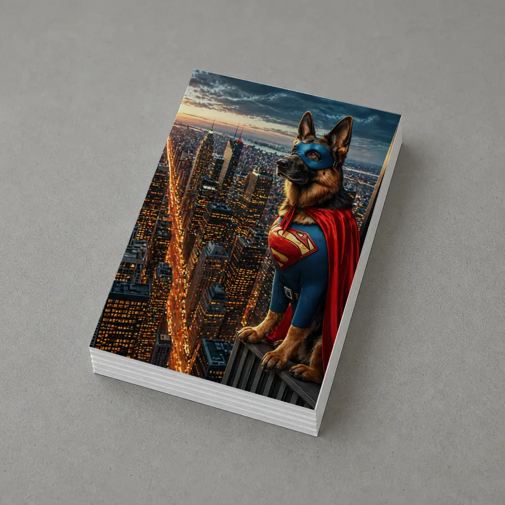 German Shepherd Superman Hero City Night – Postcards