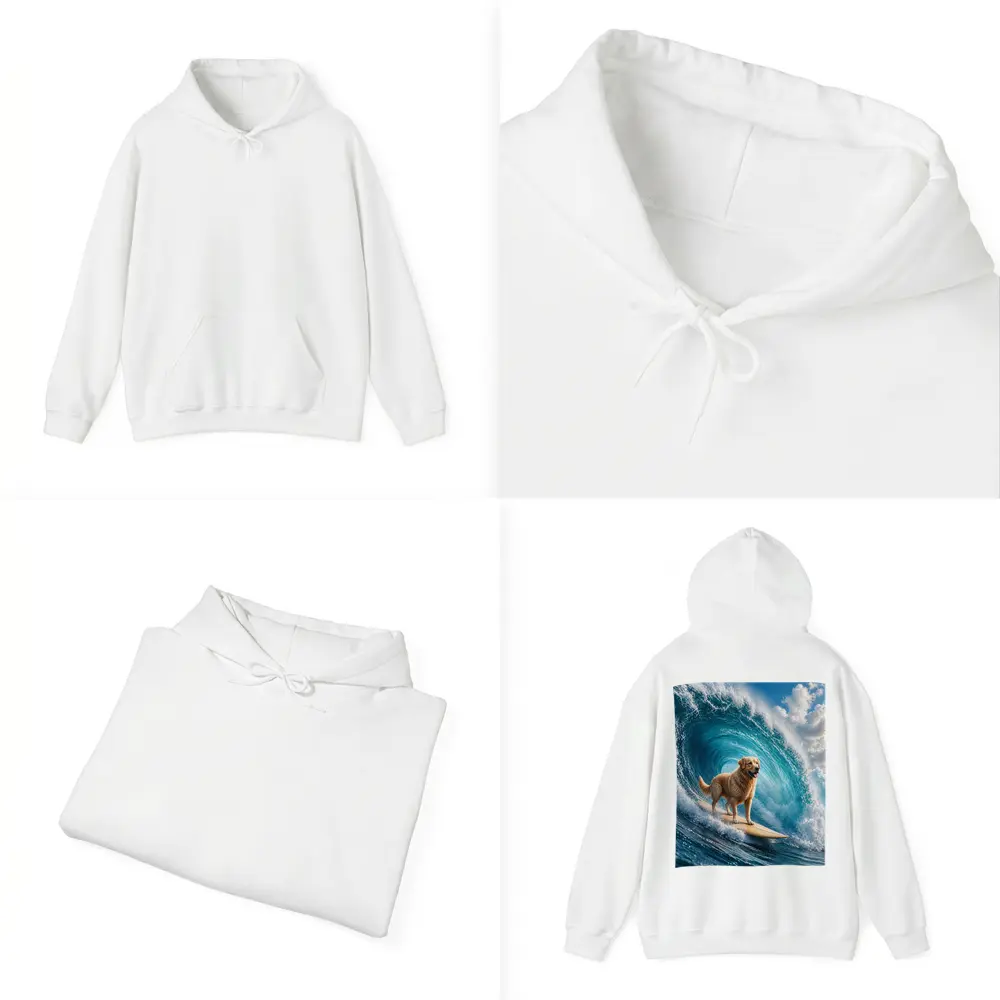 Golden Retriever Surfing Giant Ocean Wave – Hoodies