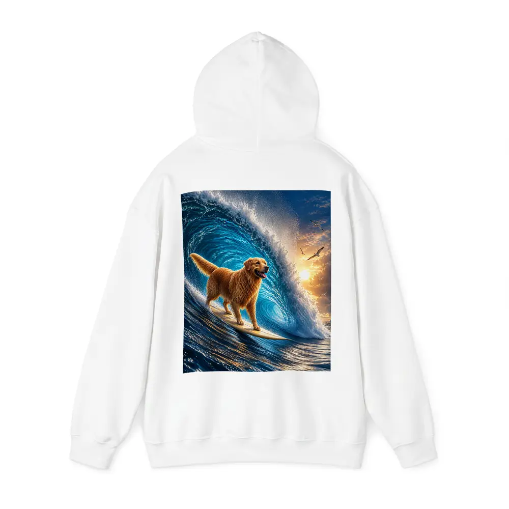 Golden Retriever Surfing Giant Ocean Wave – Hoodies