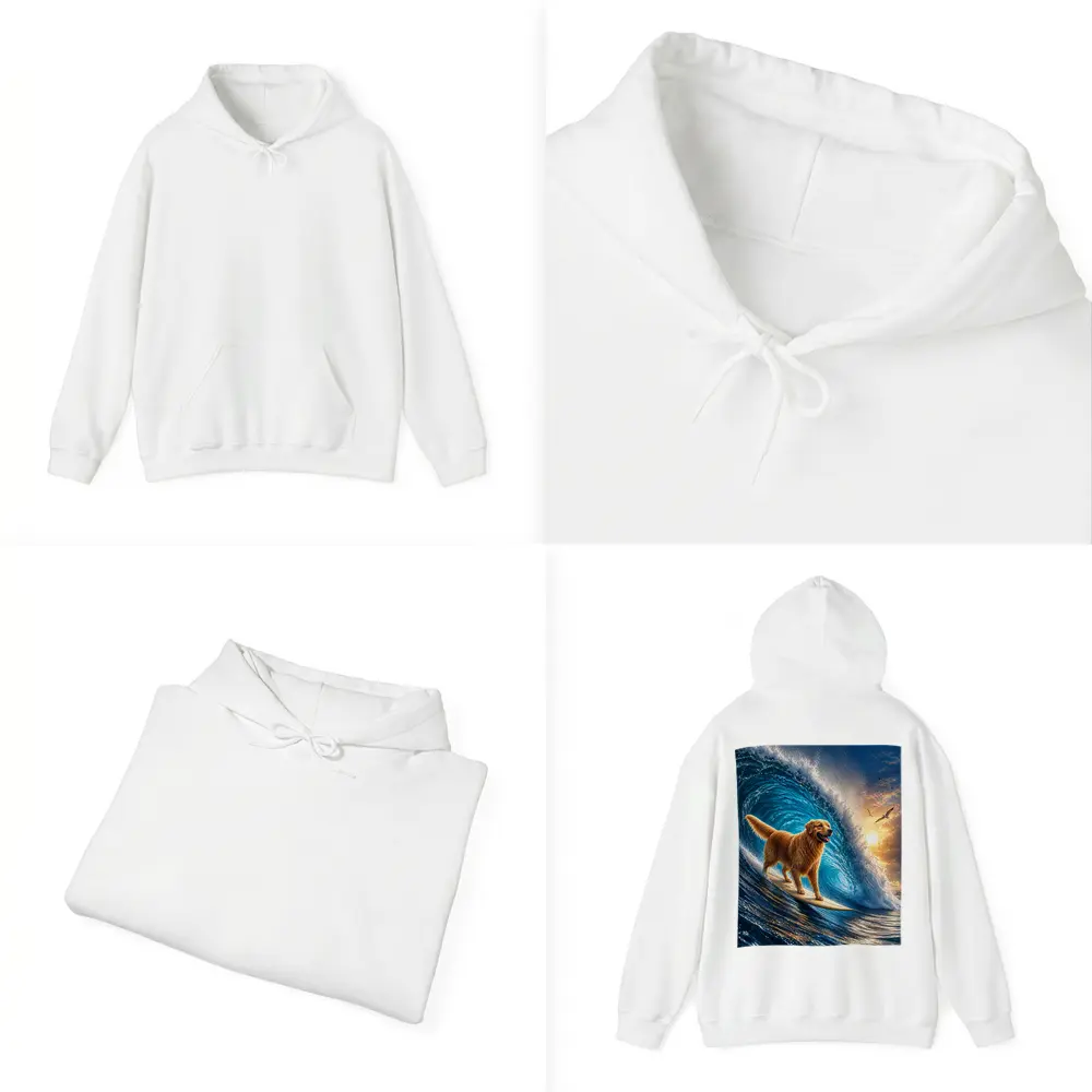 Golden Retriever Surfing Giant Ocean Wave – Hoodies