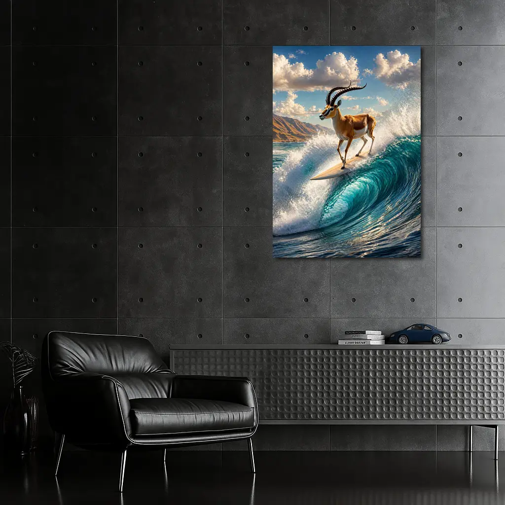Antelope Surfing Giant Ocean Wave Art – Wall Art
