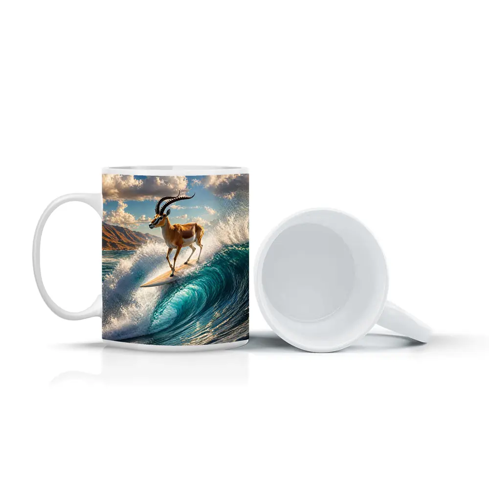 Antelope Surfing Giant Ocean Wave Art – Mugs