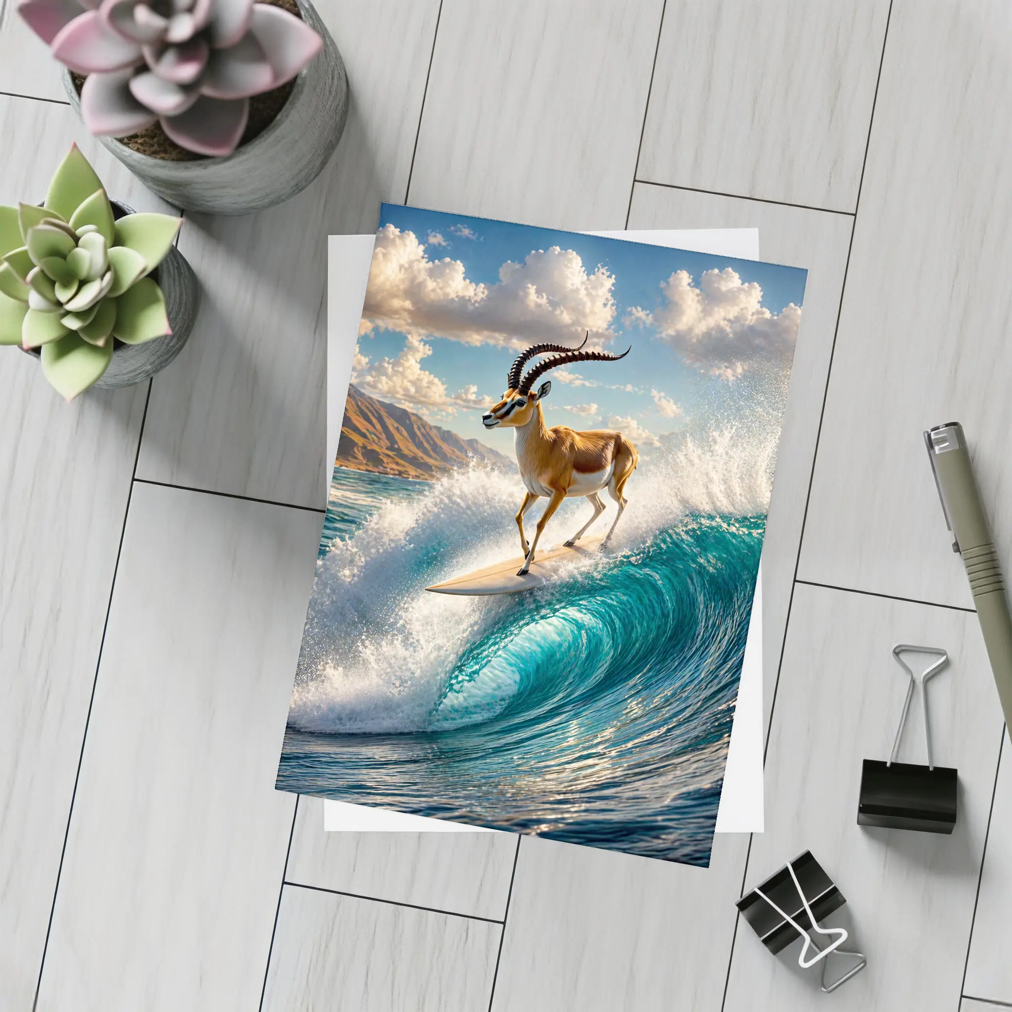 Antelope Surfing Giant Ocean Wave Art – Postcards