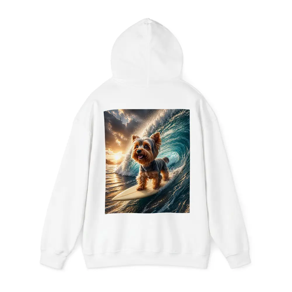 Yorkshire Terrier Surfing Ocean Wave Sunset – Hoodies