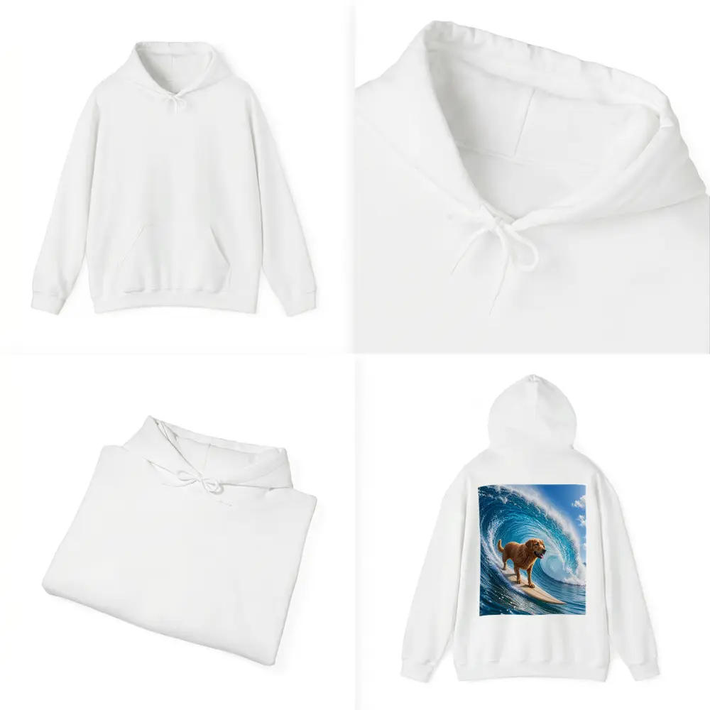 Golden Retriever Surfing Giant Ocean Wave – Hoodies
