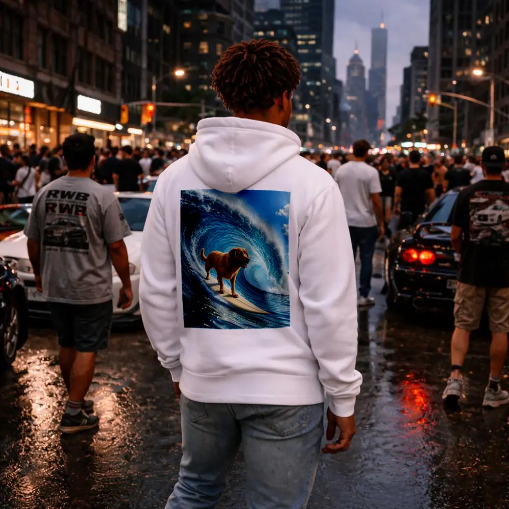 Golden Retriever Surfing Giant Ocean Wave – Hoodies