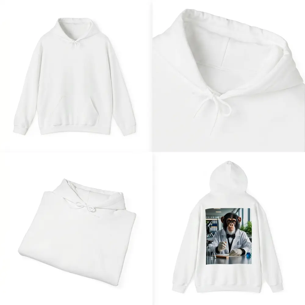 Chimpanzee Scientist Working in Research Laboratory – Hoodies