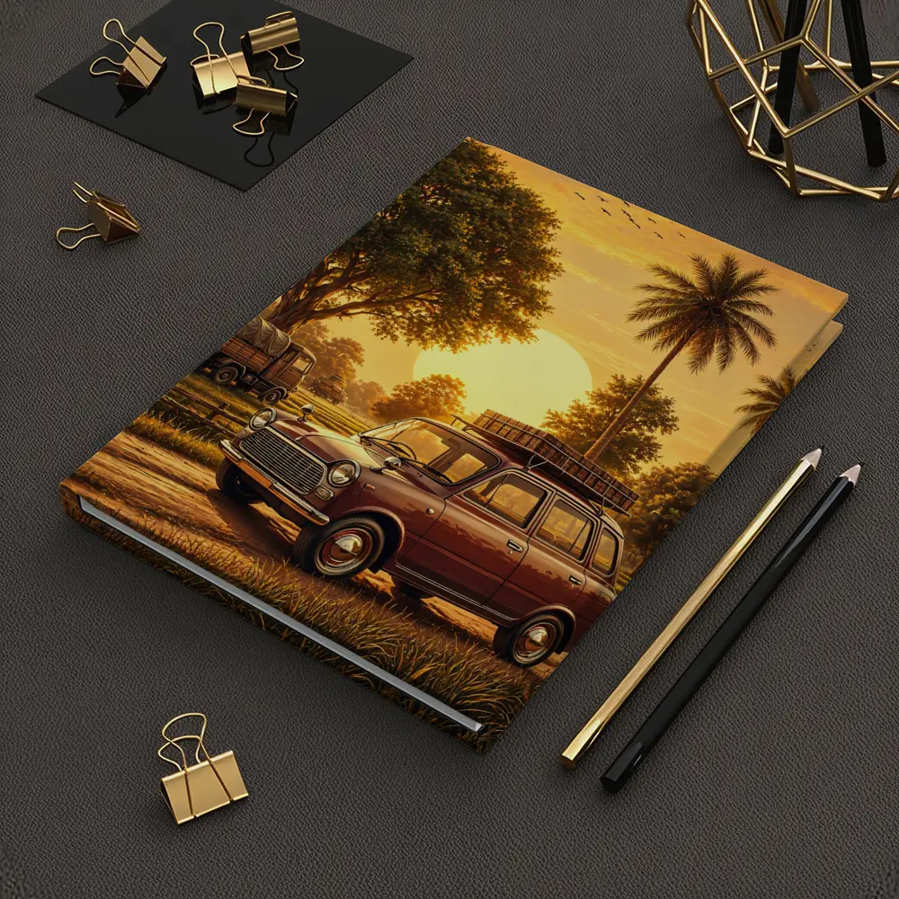 Mini Classic Car Golden Sunset Rural Setting – Notebooks