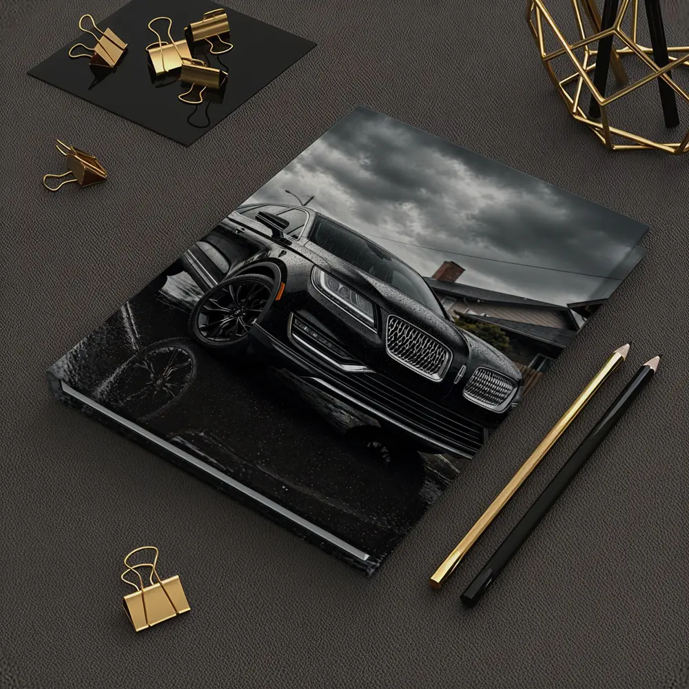 Lincoln MKZ Black SUV Rainy Street Scene – Notebooks