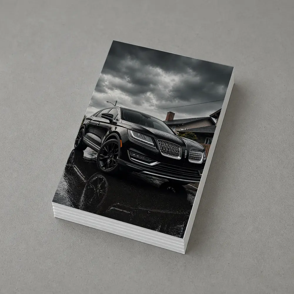 Lincoln MKZ Black SUV Rainy Street Scene – Postcards