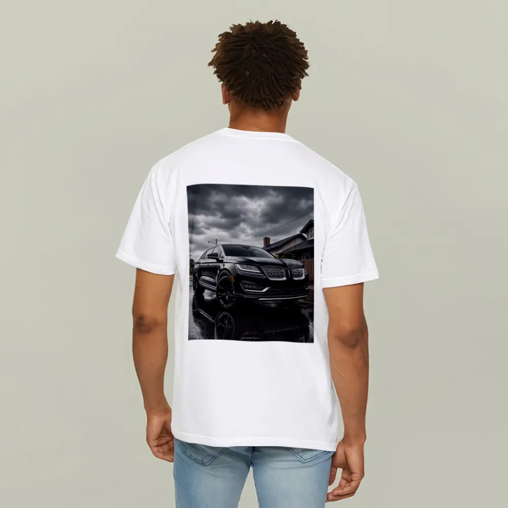 Lincoln MKZ Black SUV Rainy Street Scene – T-Shirts