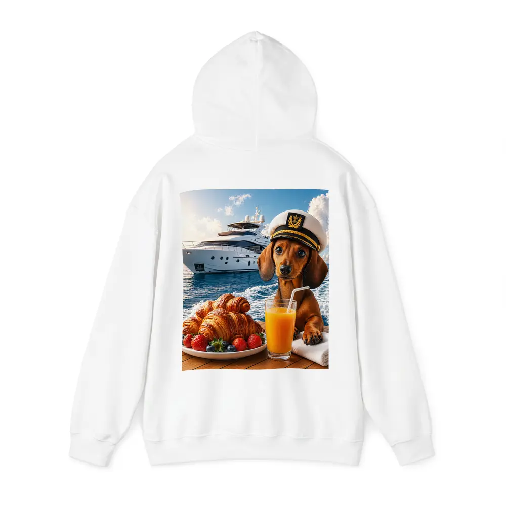 Dachshund Captain on Yacht Morning Breakfast – Hoodies
