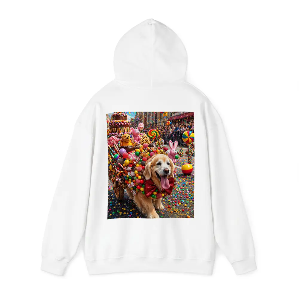 Golden Retriever Covered in Candy Parade Street – Hoodies