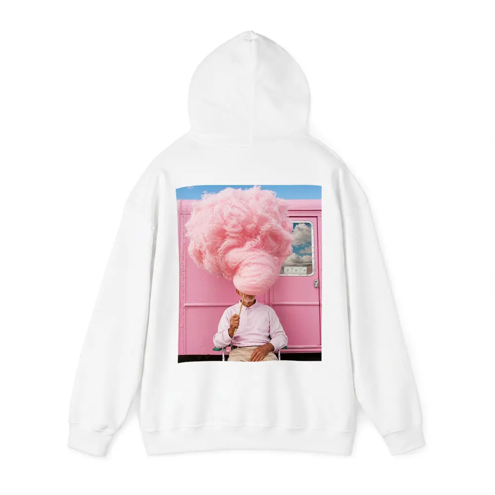Man Holding Giant Pink Cotton Candy Outdoors – Hoodies
