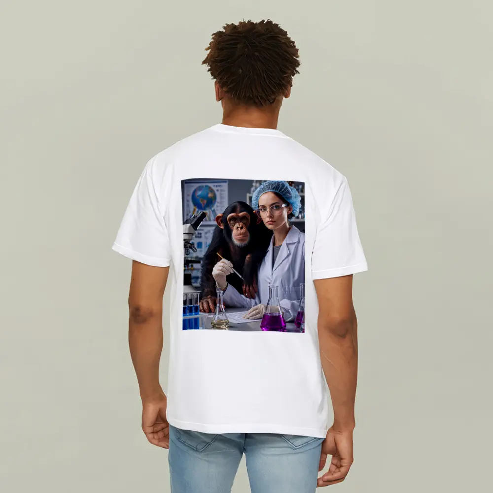 Chimpanzee Scientist Woman Lab Research – T-Shirts