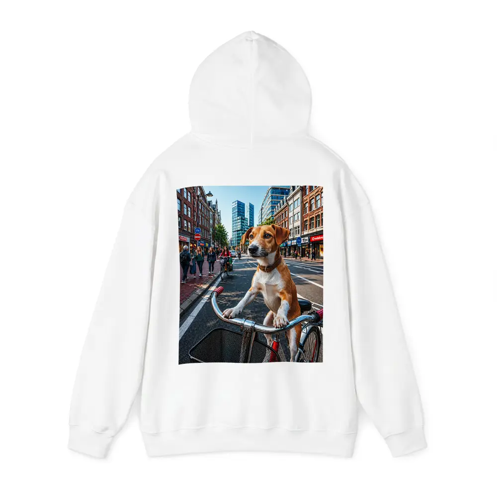 Jack Russell Terrier Riding Bicycle City Street – Hoodies