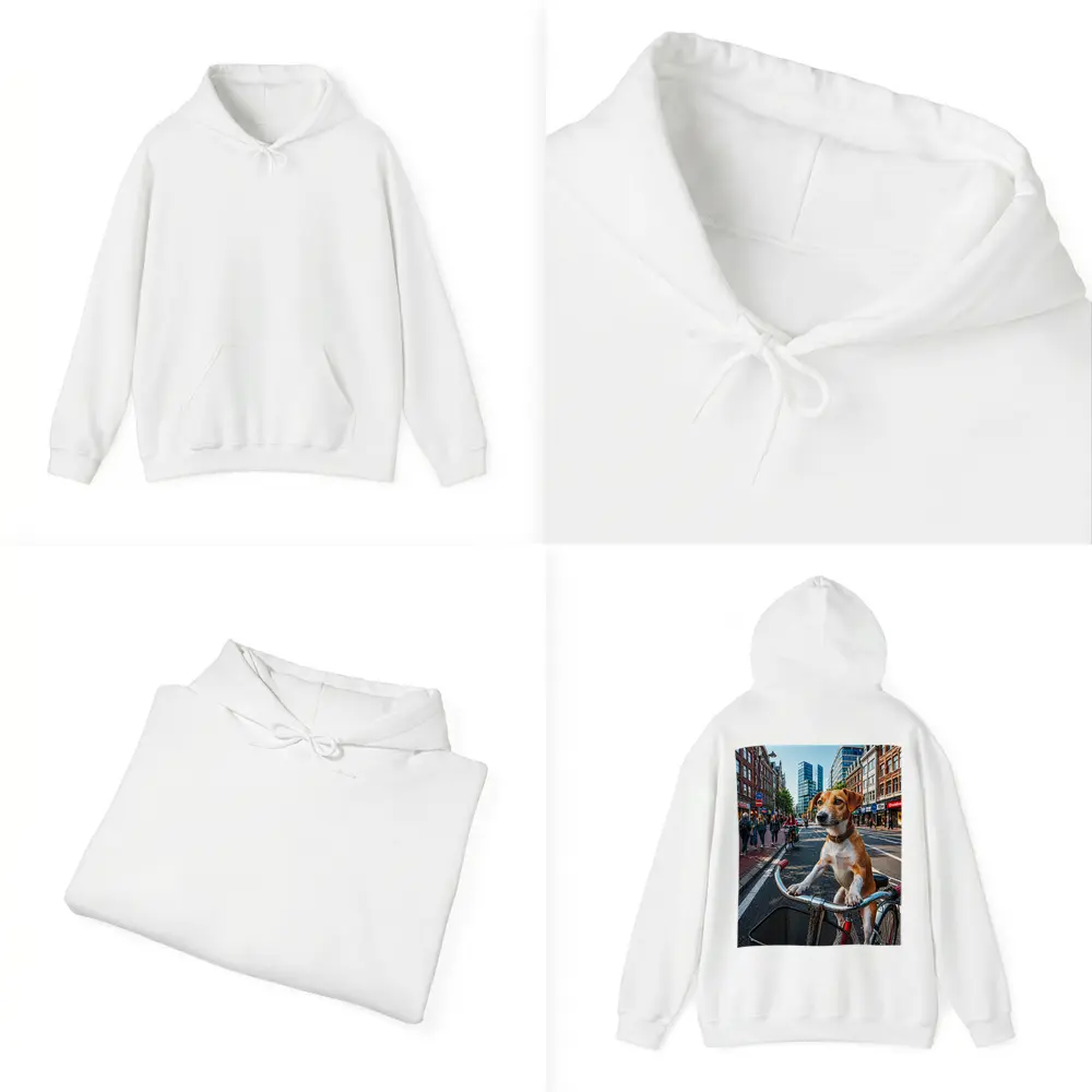 Jack Russell Terrier Riding Bicycle City Street – Hoodies
