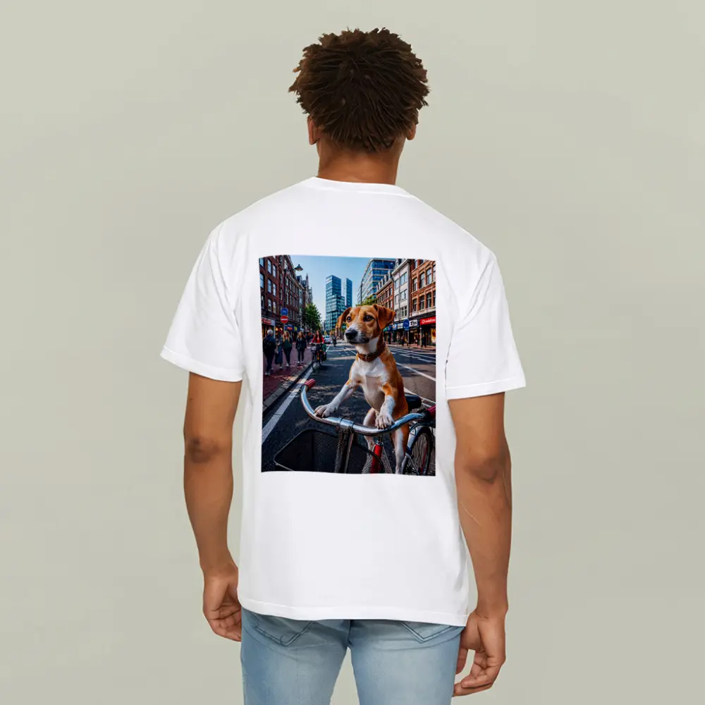 Jack Russell Terrier Riding Bicycle City Street – T-Shirts