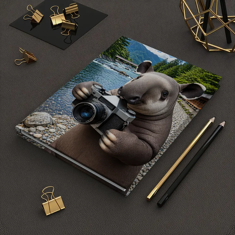 Tapir Photographer by Japanese Mountain River – Notebooks