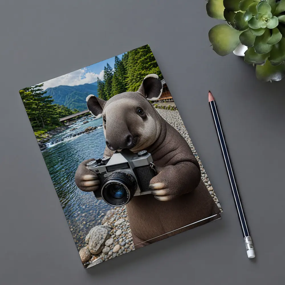 Tapir Photographer by Japanese Mountain River – Notebooks