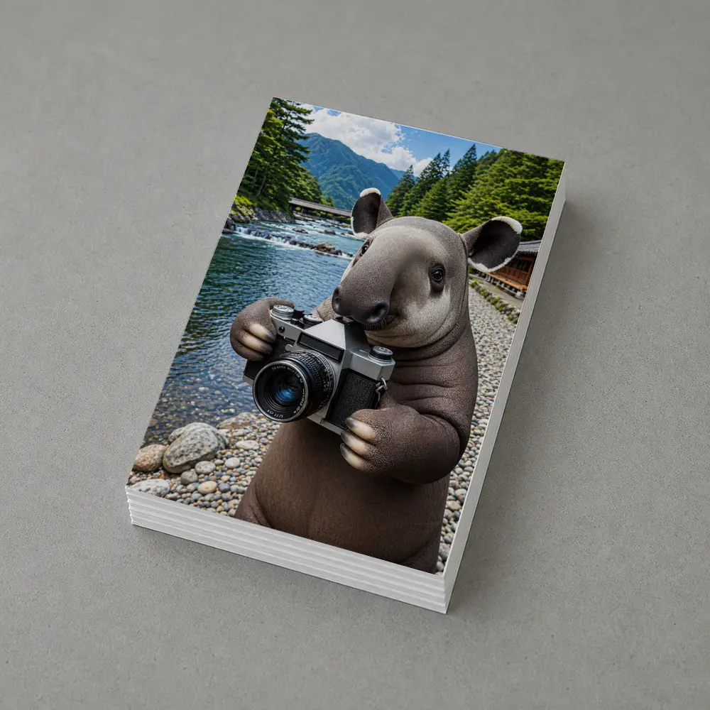 Tapir Photographer by Japanese Mountain River – Postcards