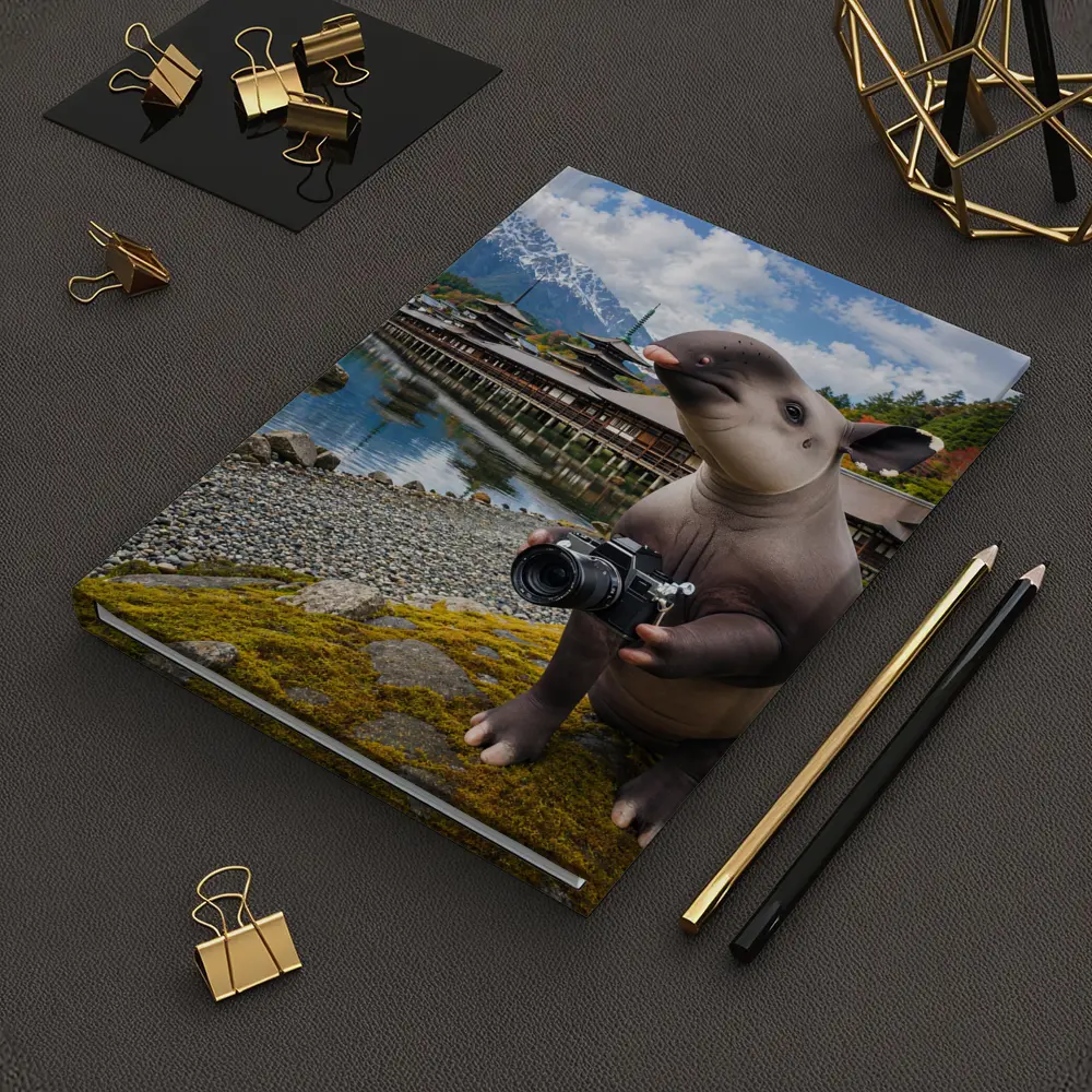 Tapir Tourist Holding Camera Japanese Temple – Notebooks