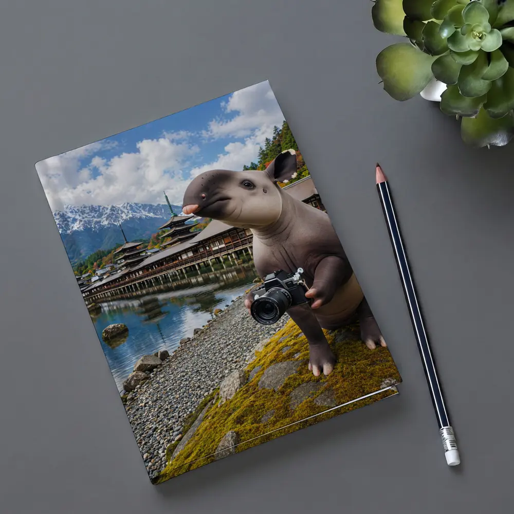 Tapir Tourist Holding Camera Japanese Temple – Notebooks