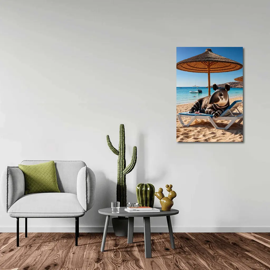 Tapir Relaxing On Sunny Beach Chair – Wall Art
