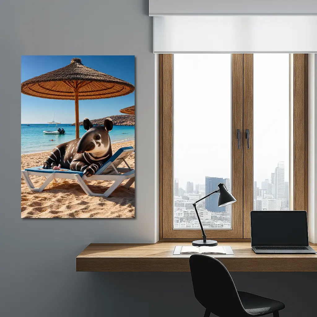 Tapir Relaxing On Sunny Beach Chair – Wall Art