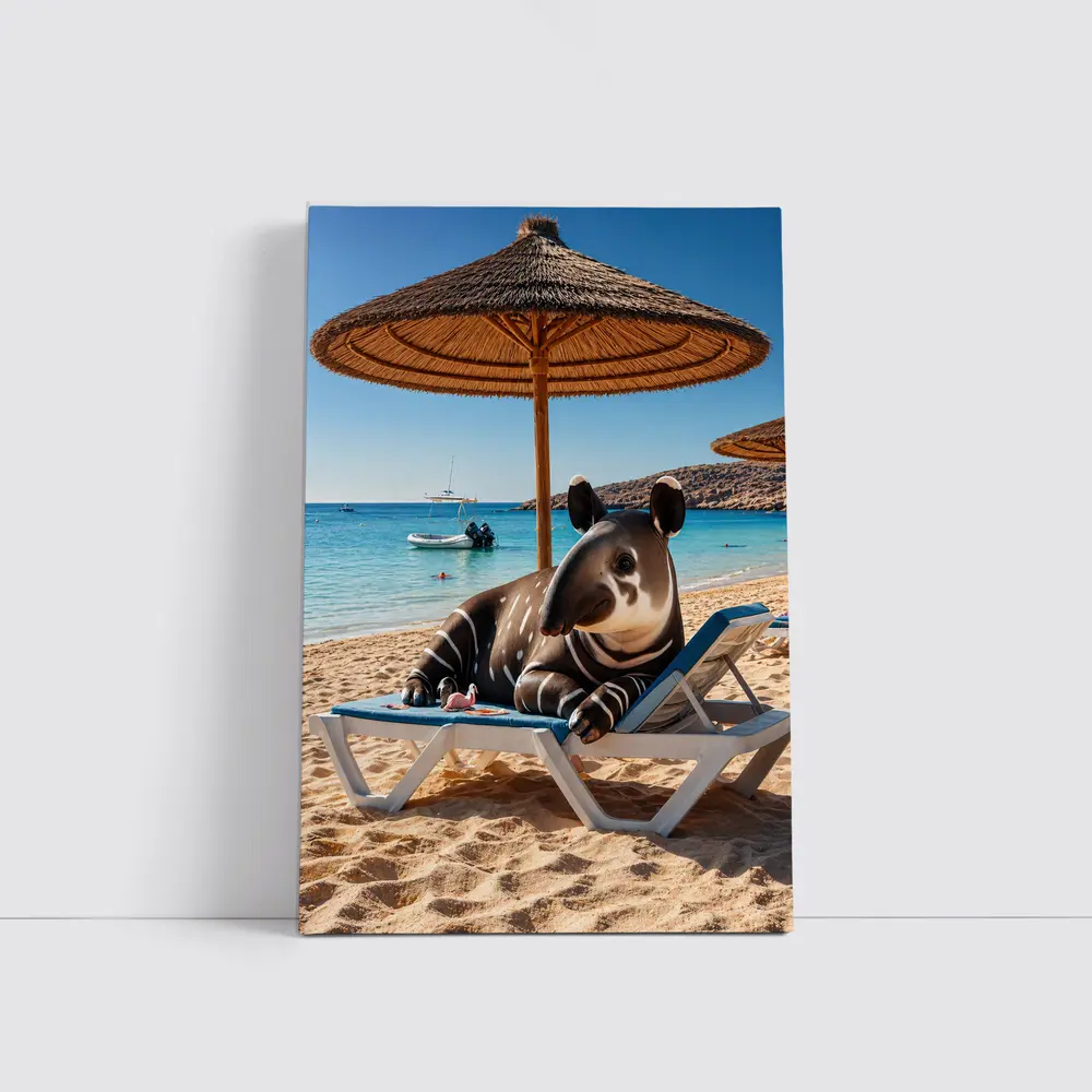 Tapir Relaxing On Sunny Beach Chair – Wall Art