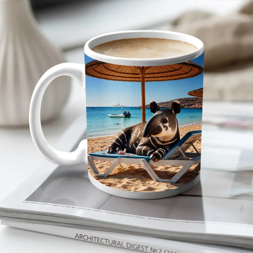 Tapir Relaxing On Sunny Beach Chair – Mugs