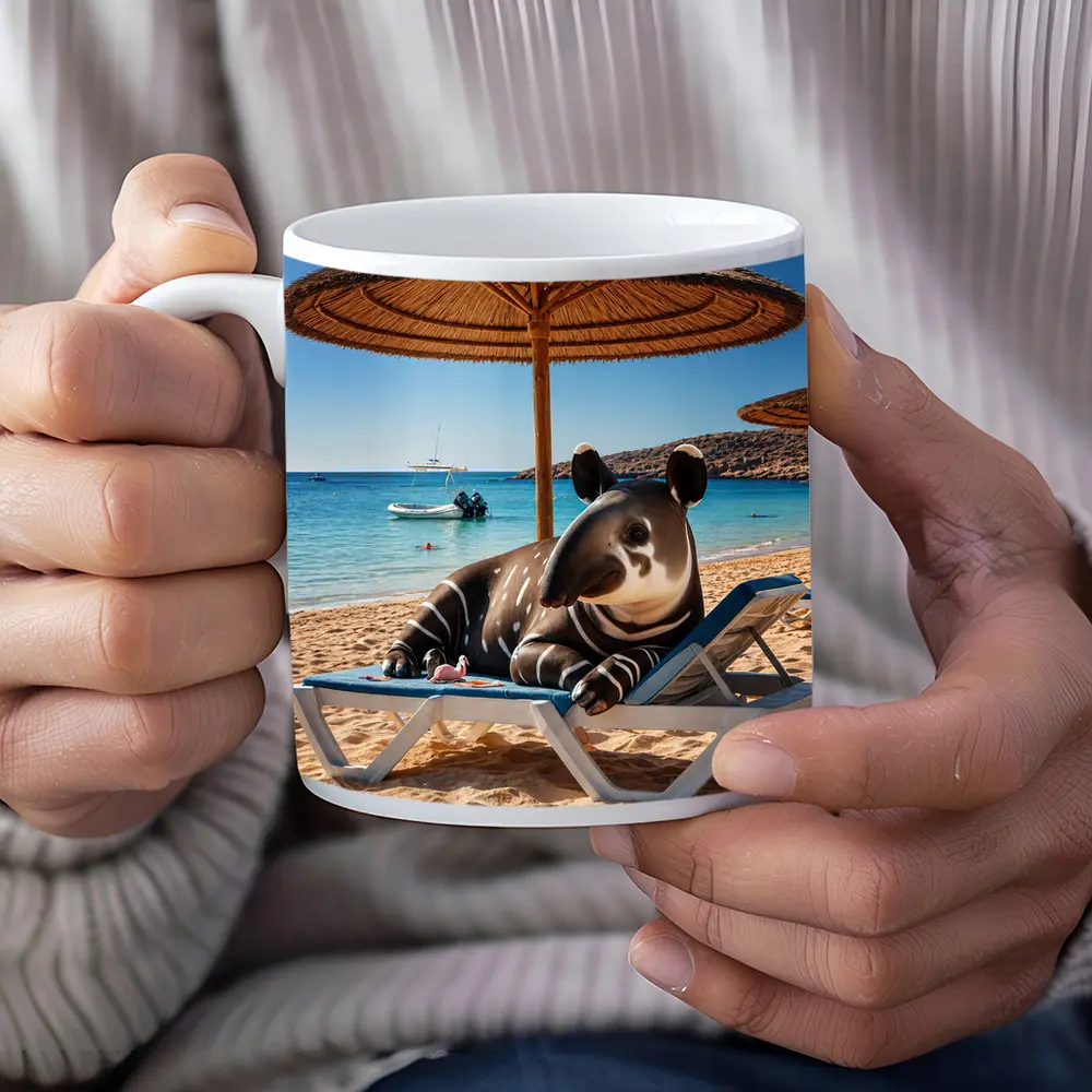 Tapir Relaxing On Sunny Beach Chair – Mugs