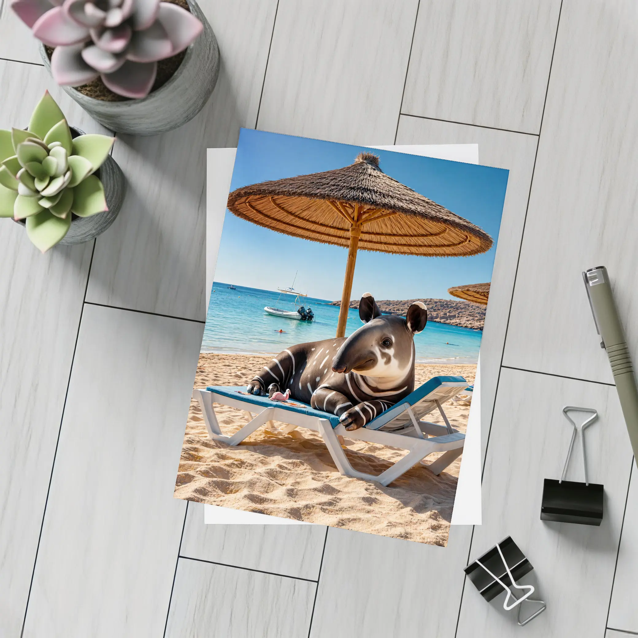 Tapir Relaxing On Sunny Beach Chair – Postcards