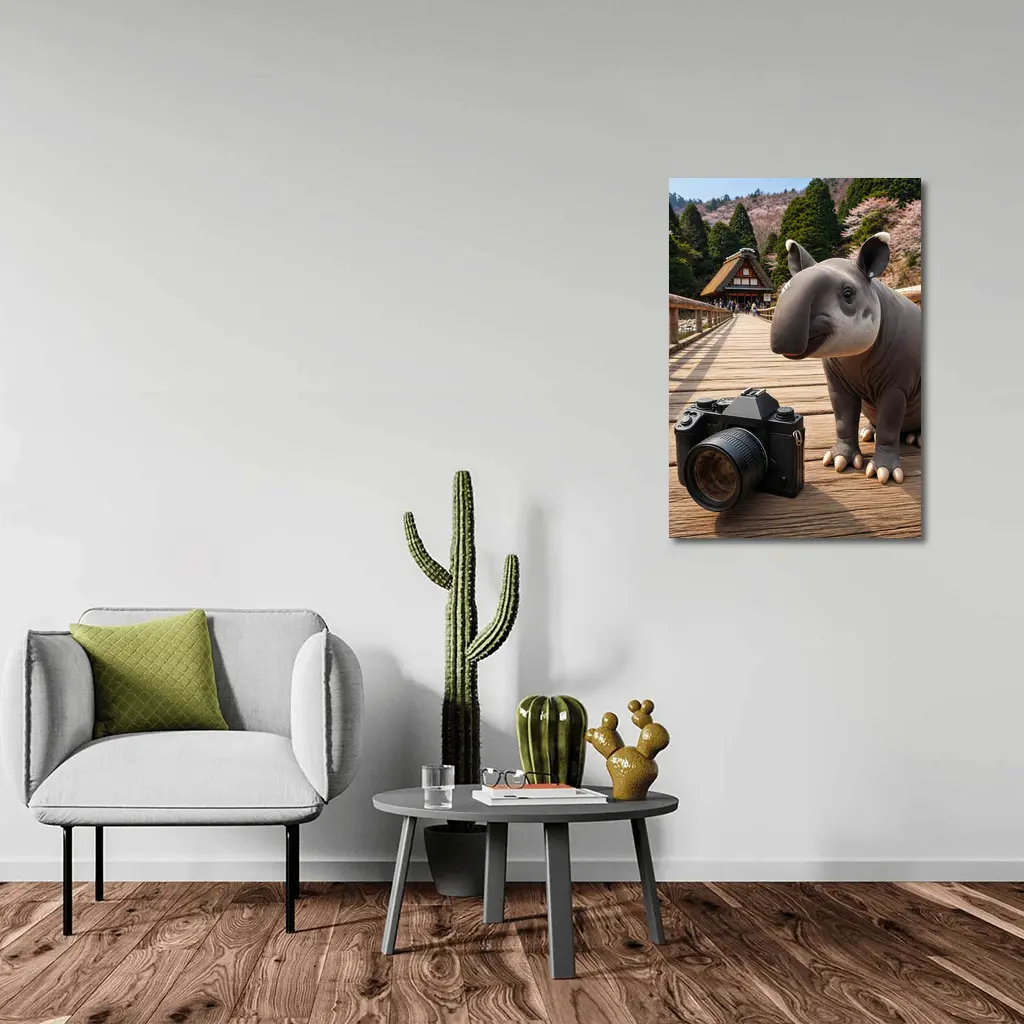 Tapir With Camera On Japanese Bridge – Wall Art