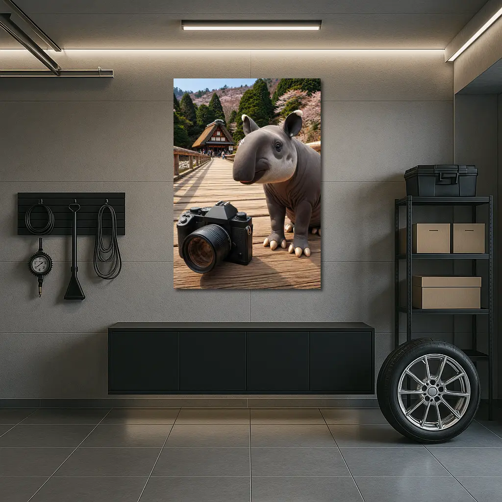 Tapir With Camera On Japanese Bridge – Wall Art