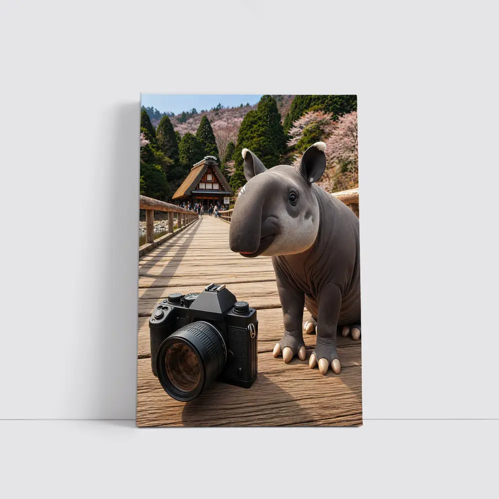 Tapir With Camera On Japanese Bridge – Wall Art