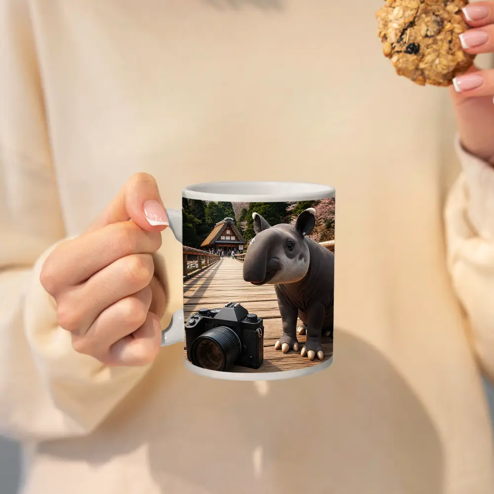 Tapir With Camera On Japanese Bridge – Mugs