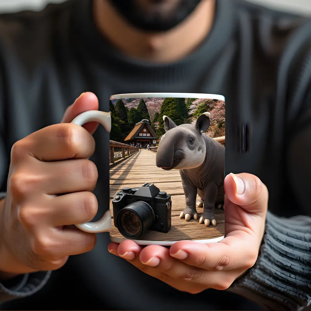 Tapir With Camera On Japanese Bridge – Mugs