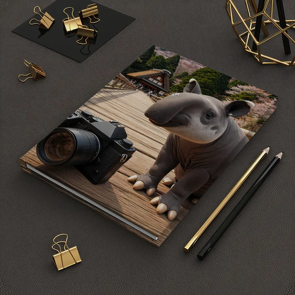 Tapir With Camera On Japanese Bridge – Notebooks