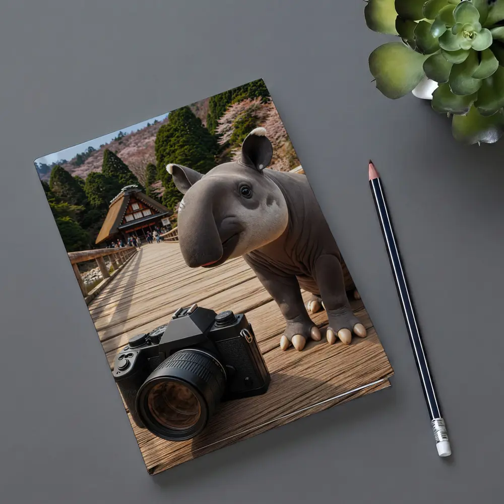 Tapir With Camera On Japanese Bridge – Notebooks