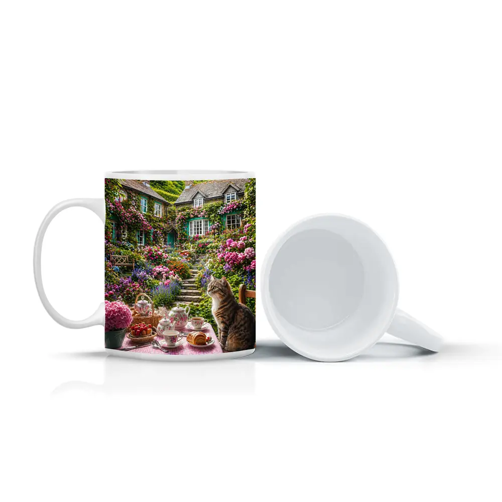 Tabby Cat English Cottage Garden Tea Setting – Mugs