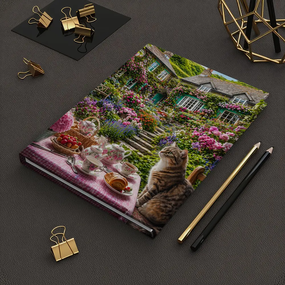Tabby Cat English Cottage Garden Tea Setting – Notebooks