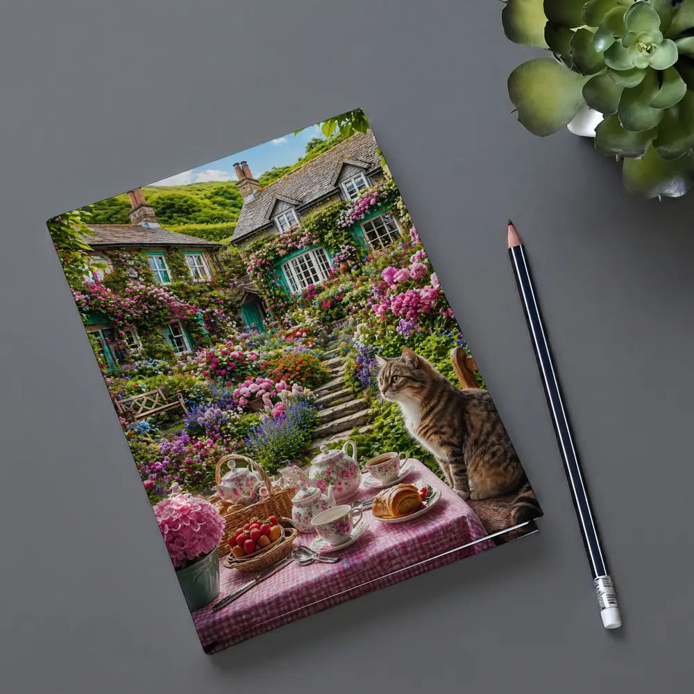 Tabby Cat English Cottage Garden Tea Setting – Notebooks