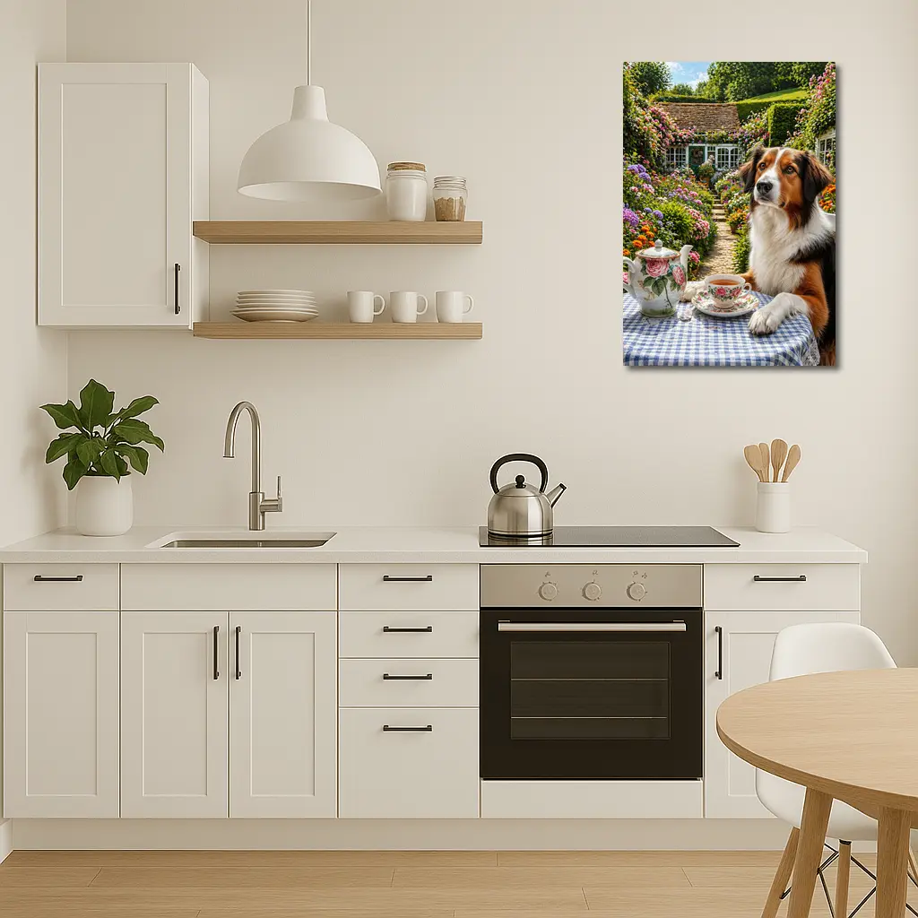Border Collie Tea Garden Cottage Flowers – Wall Art