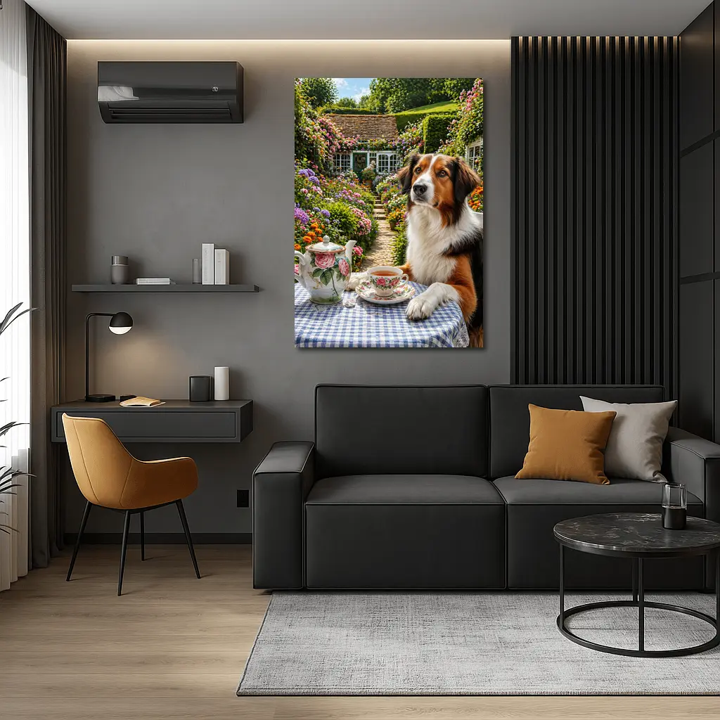 Border Collie Tea Garden Cottage Flowers – Wall Art