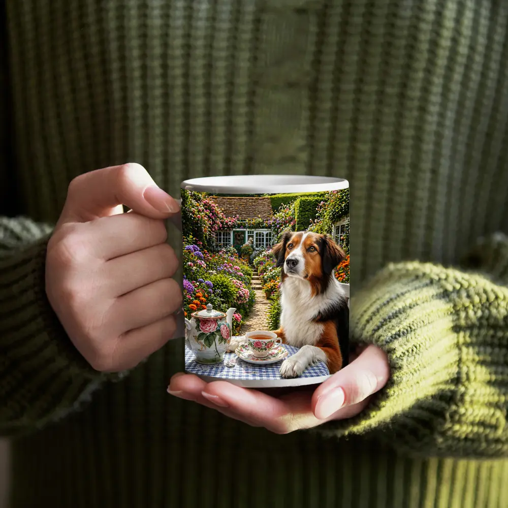 Border Collie Tea Garden Cottage Flowers – Mugs