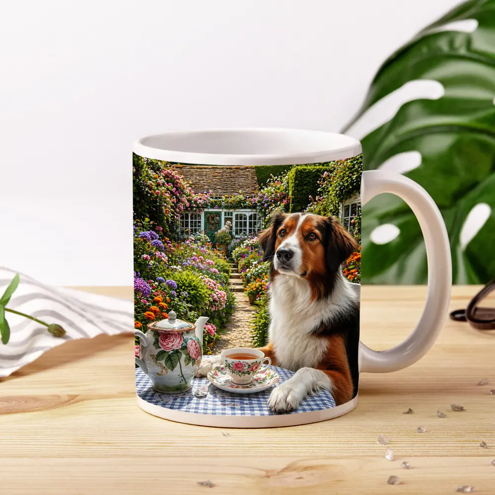 Border Collie Tea Garden Cottage Flowers – Mugs